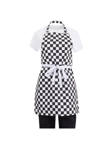Tablier bavette enfant Whites carreaux noirs et blancs