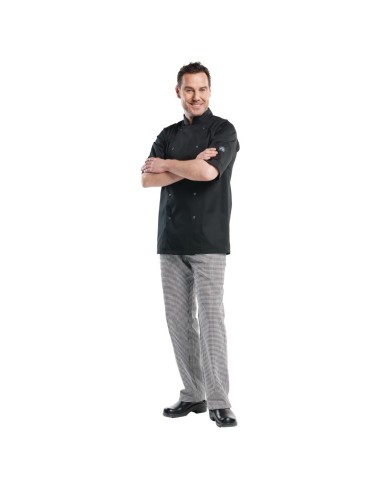 Veste de cuisine mixte Hilton Poco manches courtes - noir XXL