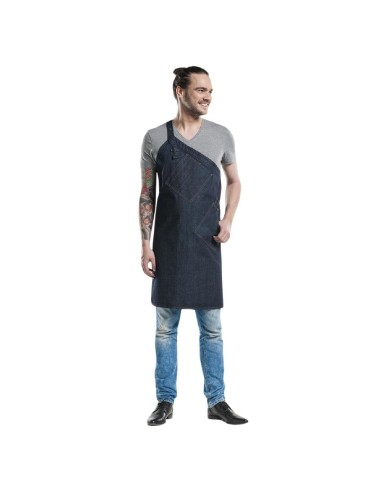 Tablier bavette Chaud Devant Skew Blue Denim - Pure Denim