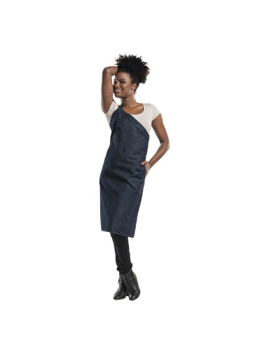 Tablier bavette Chaud Devant Skew Blue Denim - Pure Denim