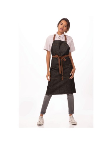 Tablier bavette noir Memphis Chef Works - 100% coton