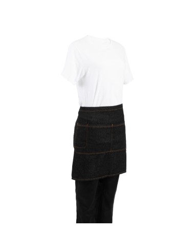 Tablier serveur court Chef Works Memphis noir - 100% coton