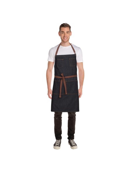 Tablier bavette noir Memphis Chef Works - 100% coton