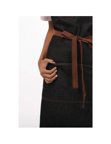 Tablier bavette noir Memphis Chef Works - 100% coton