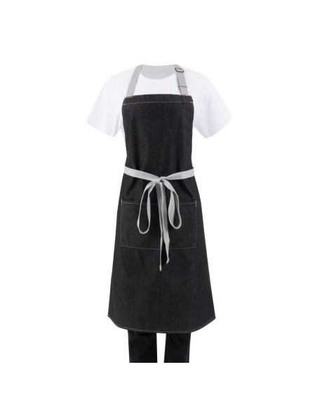 Tablier bavette denim Southside noir - 700x1000 mm