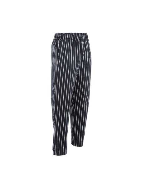 Pantalon de cuisine mixte Baggy Chef Works rayé noir et blanc M
