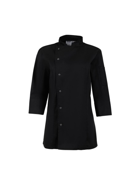 Veste de cuisinier femme ajustée Whites noire L - Poly-coton