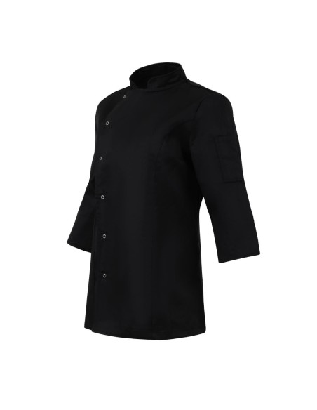 Veste de cuisinier femme ajustée Whites noire L - Poly-coton