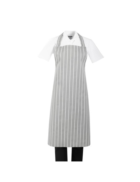 Tablier bavette rayé gris et blanc Whites - 950 mm