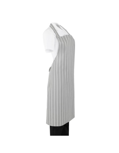 Tablier bavette rayé gris et blanc Whites - 950 mm