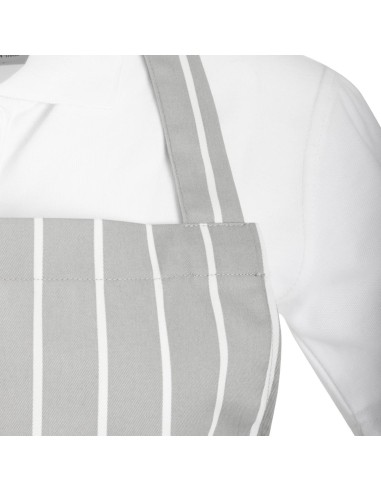 Tablier bavette rayé gris et blanc Whites - 950 mm