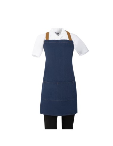 Tablier court croisé dos Southside denim bleu