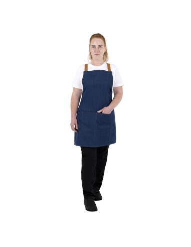 Tablier court croisé dos Southside denim bleu