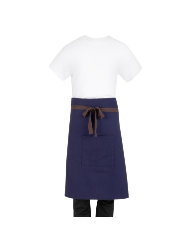 Tablier bistro Southside en coton marine - Taille unique