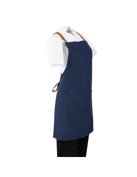 Tablier court croisé dos Southside denim bleu