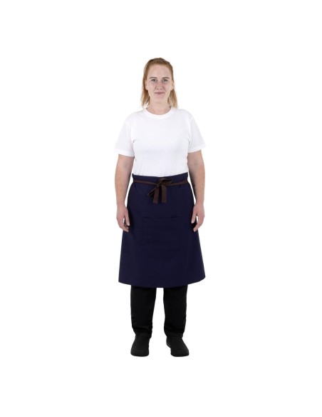 Tablier bistro Southside en coton marine - Taille unique