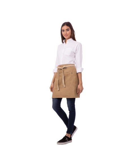 Tablier serveur court Chef Works Austin Denim beige - Demi-tabliers