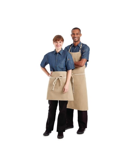 Tablier serveur court Chef Works Austin Denim beige - Demi-tabliers