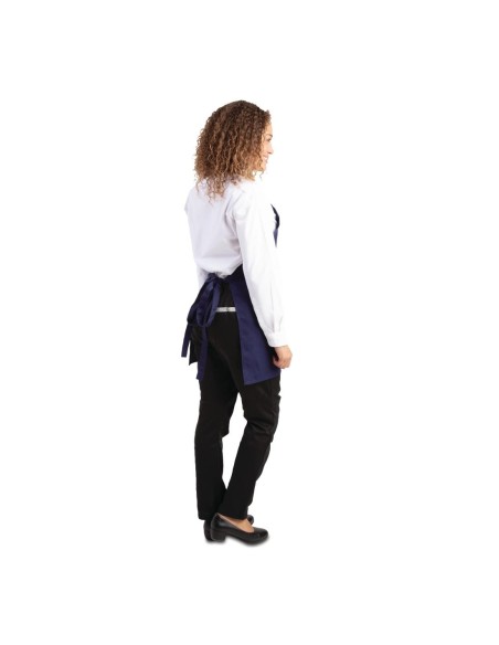 Tablier serveur col V Whites bleu marine - 838x698 mm