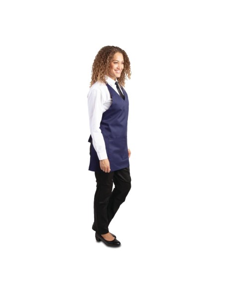 Tablier serveur col V Whites bleu marine - 838x698 mm