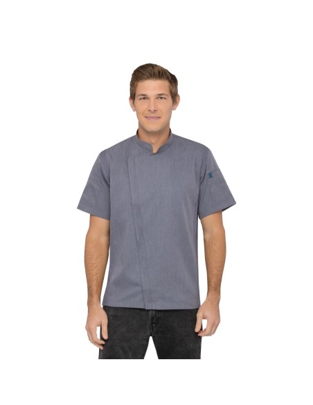 Veste de cuisine légère à manches courtes Springfield Chef Works - Bleu