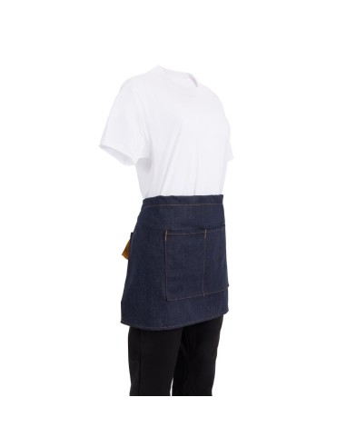 Tablier serveur Southside denim bleu - ceinture ocre