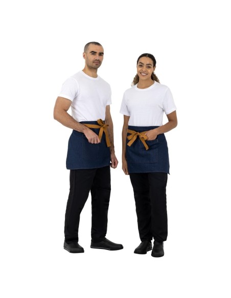 Tablier serveur Southside denim bleu - ceinture ocre