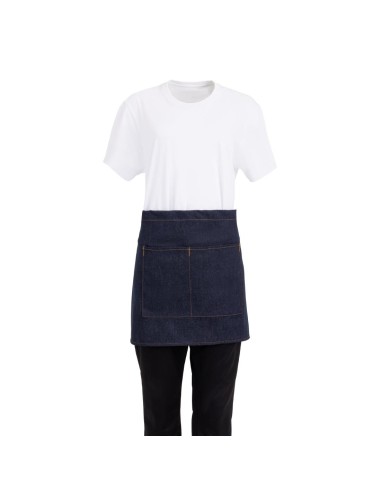 Tablier serveur Southside denim bleu - ceinture ocre