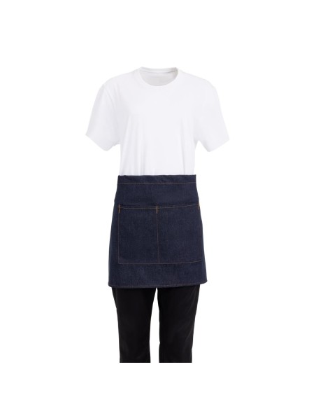Tablier serveur Southside denim bleu - ceinture ocre