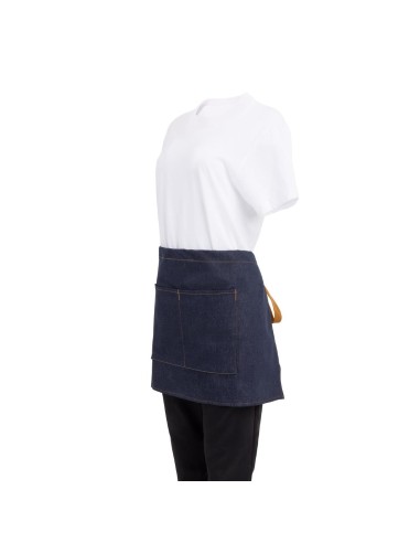 Tablier serveur Southside denim bleu - ceinture ocre