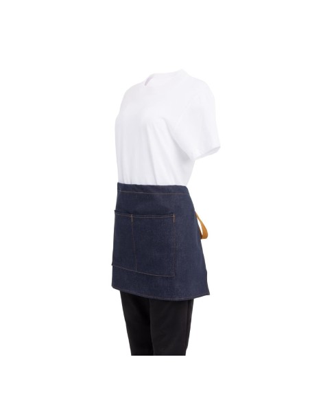 Tablier serveur Southside denim bleu - ceinture ocre