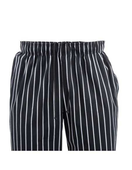 Pantalon de cuisine mixte Baggy Chef Works rayé noir et blanc M