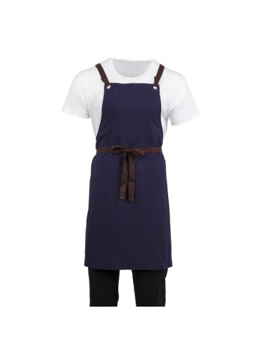 Tablier bavette en coton Southside bleu marine - 780x910 mm
