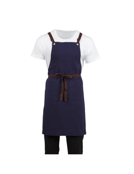 Tablier bavette en coton Southside bleu marine - 780x910 mm