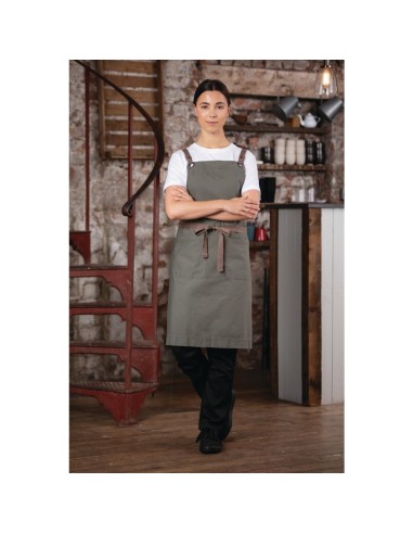 Tablier bavette en coton Southside kaki - Mixte