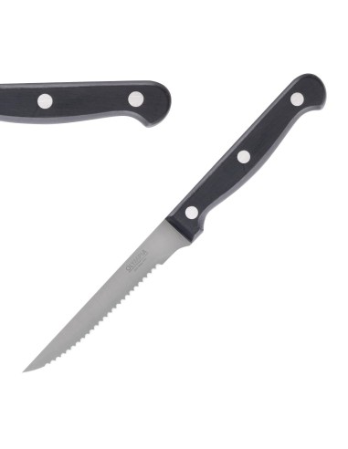 Couteaux à steak Olympia manche noir - lot de 12