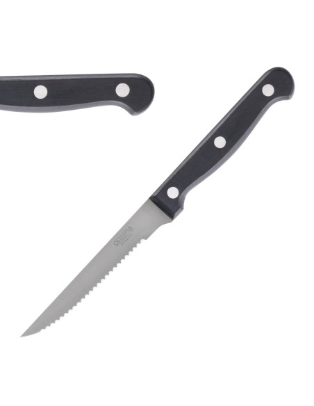 Couteaux à steak Olympia manche noir - lot de 12