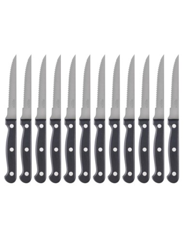 Couteaux à steak Olympia manche noir - lot de 12