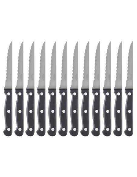 Couteaux à steak Olympia manche noir - lot de 12