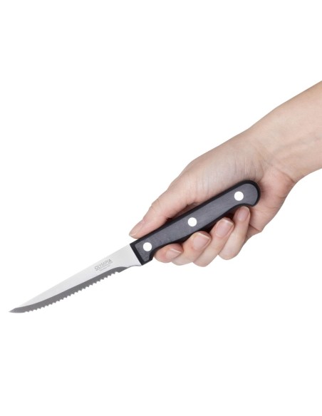 Couteaux à steak Olympia manche noir - lot de 12