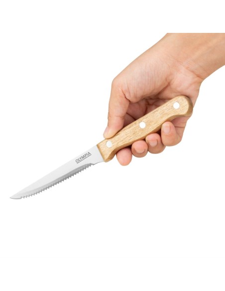 Couteaux à steak en bois d'acacia 113 mm - lot de 12 Olympia