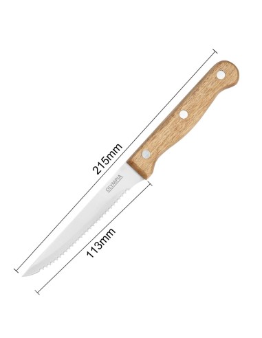 Couteaux à steak en bois d'acacia 113 mm - lot de 12 Olympia