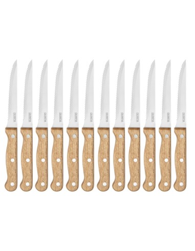Couteaux à steak en bois d'acacia 113 mm - lot de 12 Olympia