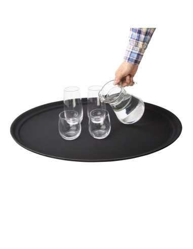 Plateau ovale antidérapant noir Olympia Kristallon 685mm