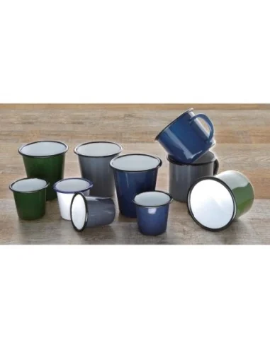 Mugs en acier émaillé vert et noir Olympia 350ml