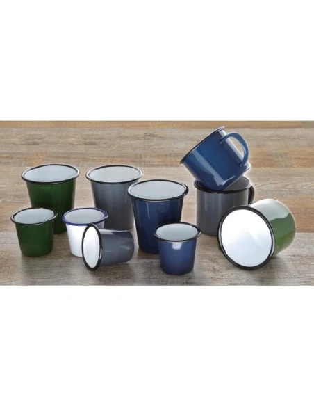 Mugs en acier émaillé vert et noir Olympia 350ml