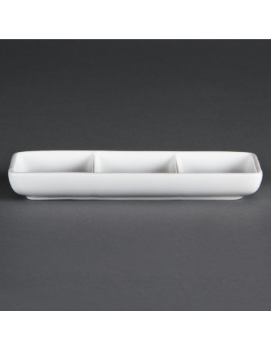 Plats 3 compartiments Olympia Whiteware - lot de 12