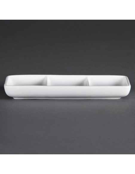 Plats 3 compartiments Olympia Whiteware - lot de 12
