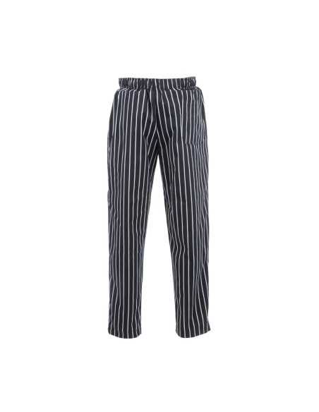Pantalon de cuisine mixte Baggy Chef Works rayé noir et blanc S
