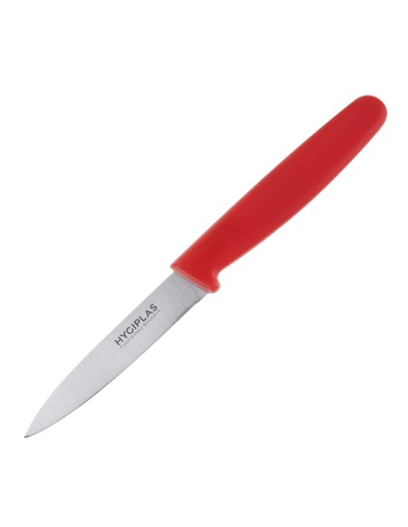 Couteau d'office Hygiplas rouge 75 mm - découpe viande crue